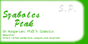 szabolcs ptak business card